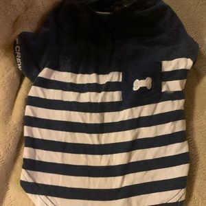 Small & medium navy & white strip dog t-shirts